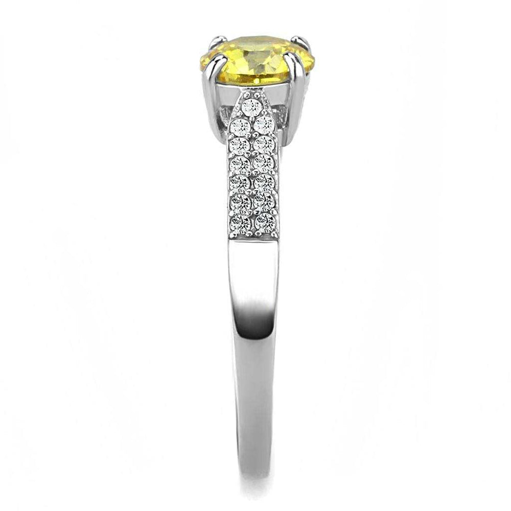 DA021 - High polished (no plating) Stainless Steel Ring with AAA Grade CZ in Topaz - Alamode - Flyclothing LLC
