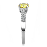 DA021 - High polished (no plating) Stainless Steel Ring with AAA Grade CZ in Topaz - Alamode - Flyclothing LLC