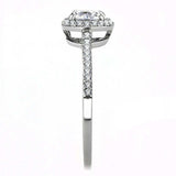 DA022 - High polished (no plating) Stainless Steel Ring with AAA Grade CZ in Clear - Alamode - Flyclothing LLC