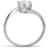 DA023 - High polished (no plating) Stainless Steel Ring with AAA Grade CZ in Clear - Alamode - Flyclothing LLC