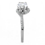 DA023 - High polished (no plating) Stainless Steel Ring with AAA Grade CZ in Clear - Alamode - Flyclothing LLC