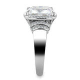 DA024 - High polished (no plating) Stainless Steel Ring with Cubic in Clear - Alamode - Flyclothing LLC