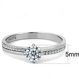 DA025 - High polished (no plating) Stainless Steel Ring with AAA Grade CZ in Clear - Alamode - Flyclothing LLC