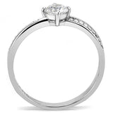 DA025 - High polished (no plating) Stainless Steel Ring with AAA Grade CZ in Clear - Alamode - Flyclothing LLC