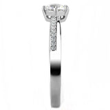 DA025 - High polished (no plating) Stainless Steel Ring with AAA Grade CZ in Clear - Alamode - Flyclothing LLC