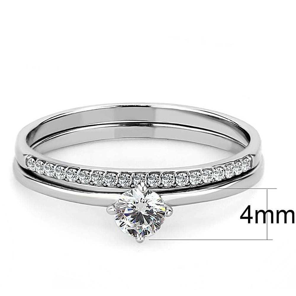 DA026 - High polished (no plating) Stainless Steel Ring with AAA Grade CZ in Clear - Alamode - Flyclothing LLC