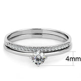 DA026 - High polished (no plating) Stainless Steel Ring with AAA Grade CZ in Clear - Alamode - Flyclothing LLC