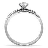 DA026 - High polished (no plating) Stainless Steel Ring with AAA Grade CZ in Clear - Alamode - Flyclothing LLC