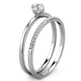 DA026 - High polished (no plating) Stainless Steel Ring with AAA Grade CZ in Clear - Alamode - Flyclothing LLC