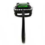 DA029 - IP Black(Ion Plating) Stainless Steel Ring with AAA Grade CZ in Emerald - Alamode - Flyclothing LLC