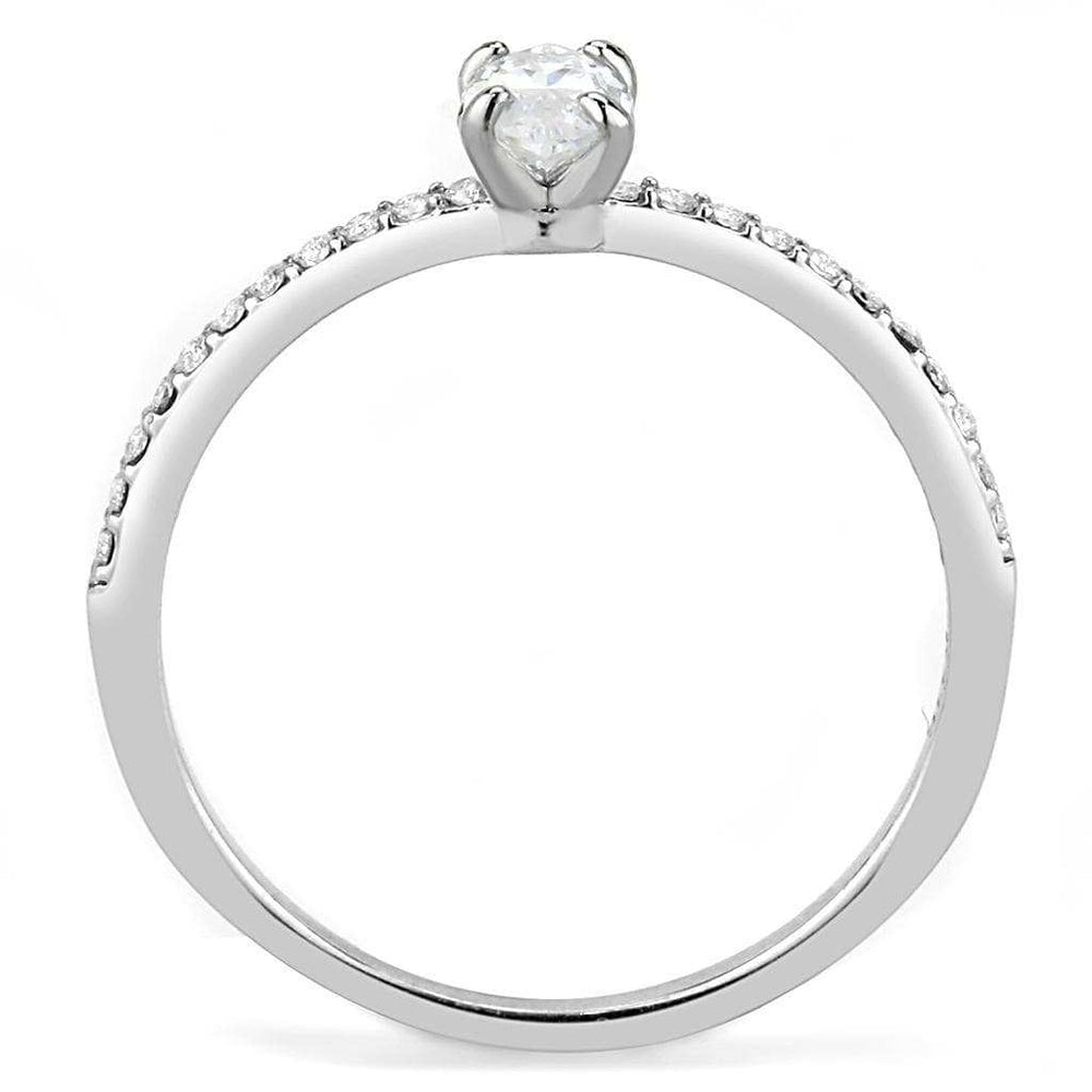 DA031 - High polished (no plating) Stainless Steel Ring with Cubic in Clear - Alamode - Flyclothing LLC