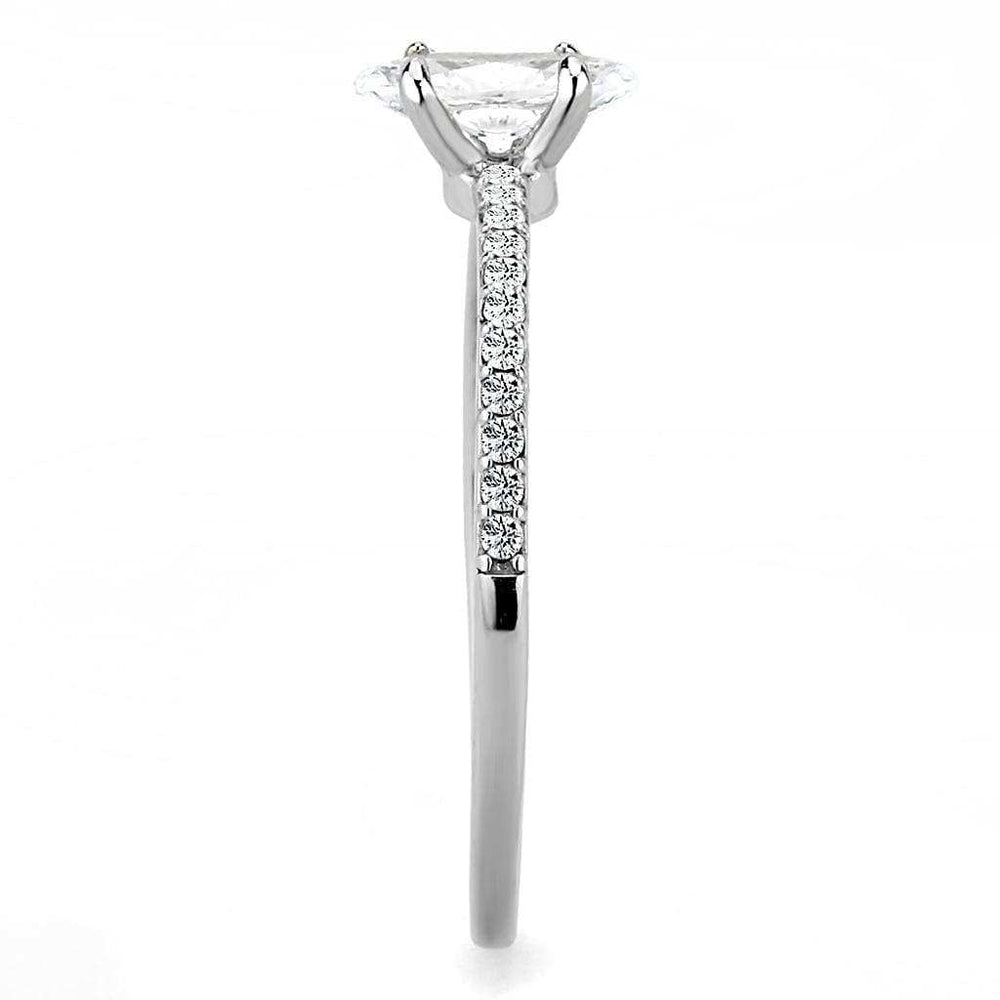 DA031 - High polished (no plating) Stainless Steel Ring with Cubic in Clear - Alamode - Flyclothing LLC