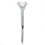 DA031 - High polished (no plating) Stainless Steel Ring with Cubic in Clear - Alamode - Flyclothing LLC