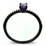 DA032 - IP Black(Ion Plating) Stainless Steel Ring with AAA Grade CZ in Amethyst - Alamode - Flyclothing LLC
