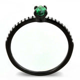 DA033 - IP Black(Ion Plating) Stainless Steel Ring with AAA Grade CZ in Emerald - Alamode - Flyclothing LLC