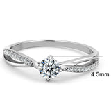 DA035 - High polished (no plating) Stainless Steel Ring with AAA Grade CZ in Clear - Alamode - Flyclothing LLC