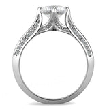 DA036 - High polished (no plating) Stainless Steel Ring with AAA Grade CZ in Clear - Alamode - Flyclothing LLC