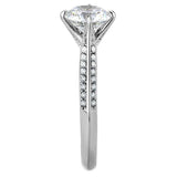 DA036 - High polished (no plating) Stainless Steel Ring with AAA Grade CZ in Clear - Alamode - Flyclothing LLC