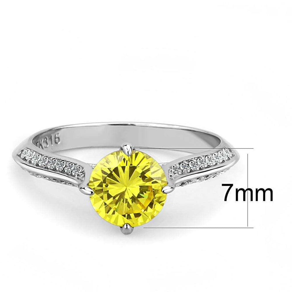 DA037 - High polished (no plating) Stainless Steel Ring with AAA Grade CZ in Topaz - Alamode - Flyclothing LLC