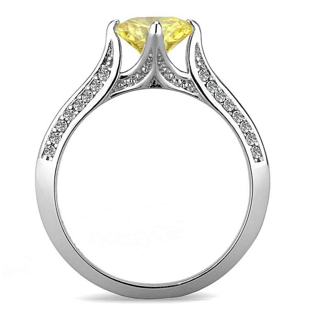 DA037 - High polished (no plating) Stainless Steel Ring with AAA Grade CZ in Topaz - Alamode - Flyclothing LLC