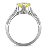 DA037 - High polished (no plating) Stainless Steel Ring with AAA Grade CZ in Topaz - Alamode - Flyclothing LLC