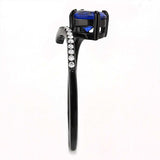 DA038 - IP Black(Ion Plating) Stainless Steel Ring with Synthetic Spinel in London Blue - Alamode - Flyclothing LLC