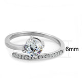 DA039 - High polished (no plating) Stainless Steel Ring with AAA Grade CZ in Clear - Alamode - Flyclothing LLC