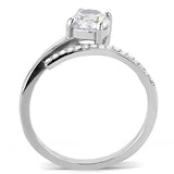 DA039 - High polished (no plating) Stainless Steel Ring with AAA Grade CZ in Clear - Alamode - Flyclothing LLC