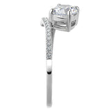 DA039 - High polished (no plating) Stainless Steel Ring with AAA Grade CZ in Clear - Alamode - Flyclothing LLC