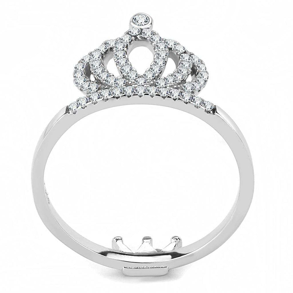 DA040 - High polished (no plating) Stainless Steel Ring with AAA Grade CZ in Clear - Alamode - Flyclothing LLC