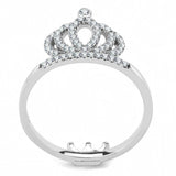 DA040 - High polished (no plating) Stainless Steel Ring with AAA Grade CZ in Clear - Alamode - Flyclothing LLC