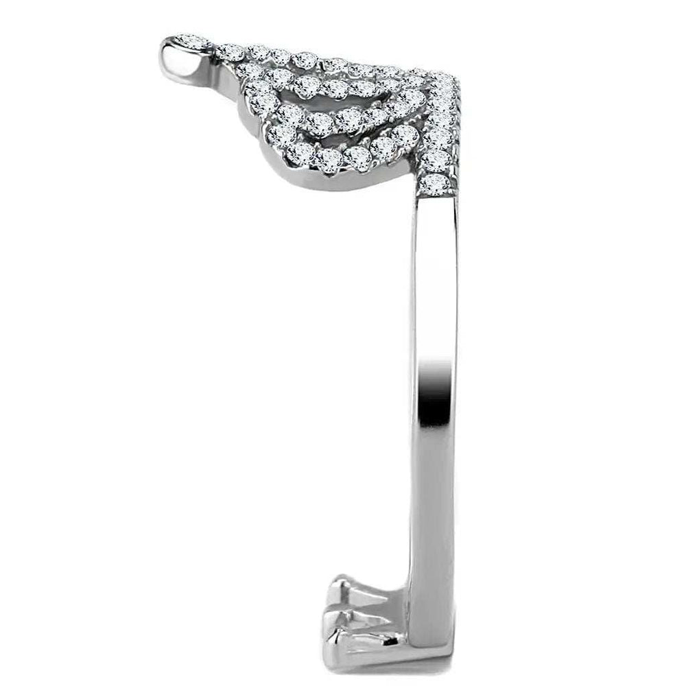 DA040 - High polished (no plating) Stainless Steel Ring with AAA Grade CZ in Clear - Alamode - Flyclothing LLC