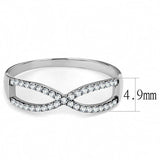 DA041 - High polished (no plating) Stainless Steel Ring with AAA Grade CZ in Clear - Alamode - Flyclothing LLC