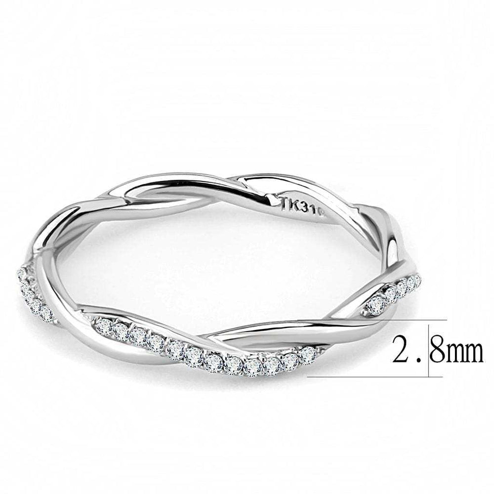DA042 - High polished (no plating) Stainless Steel Ring with AAA Grade CZ in Clear - Alamode - Flyclothing LLC