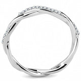 DA042 - High polished (no plating) Stainless Steel Ring with AAA Grade CZ in Clear - Alamode - Flyclothing LLC