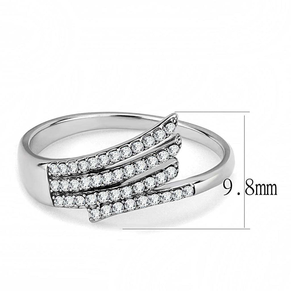 DA043 - High polished (no plating) Stainless Steel Ring with AAA Grade CZ in Clear - Alamode - Flyclothing LLC