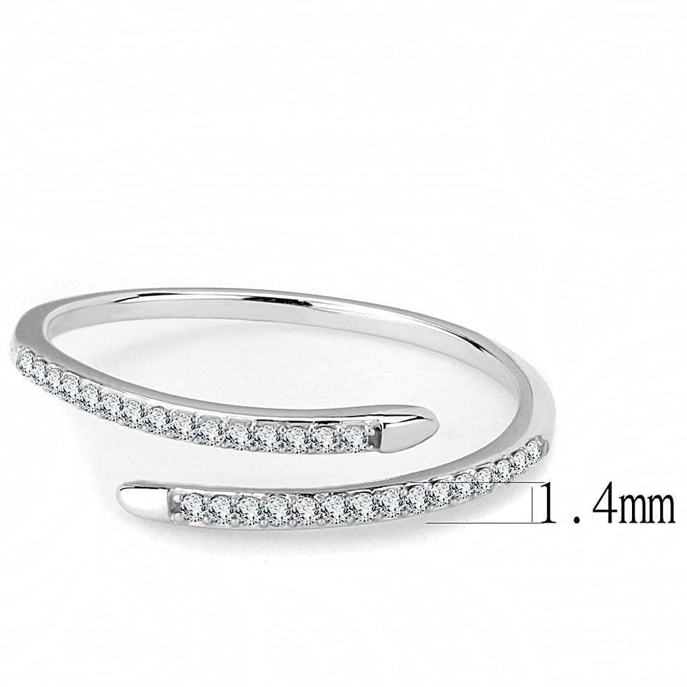 DA044 - High polished (no plating) Stainless Steel Ring with AAA Grade CZ in Clear - Alamode - Flyclothing LLC