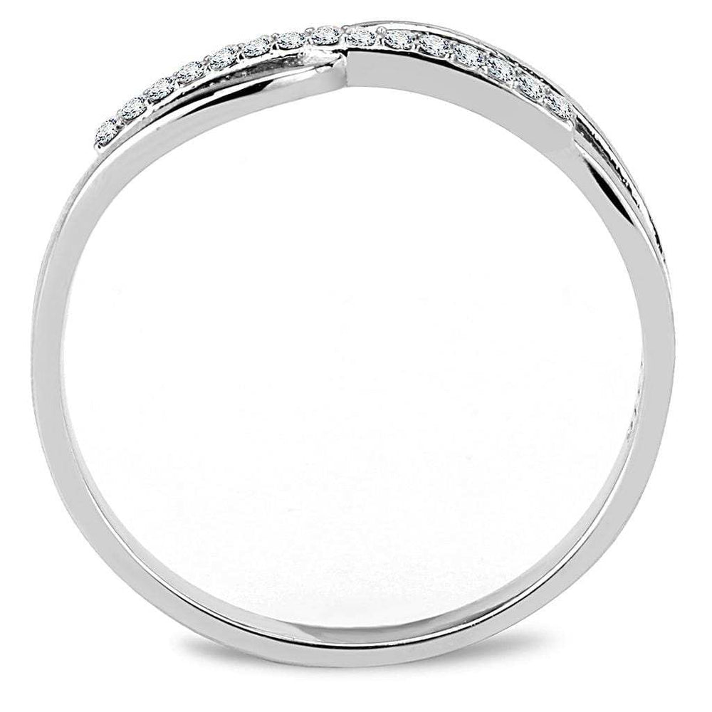 DA045 - High polished (no plating) Stainless Steel Ring with AAA Grade CZ in Clear - Alamode - Flyclothing LLC