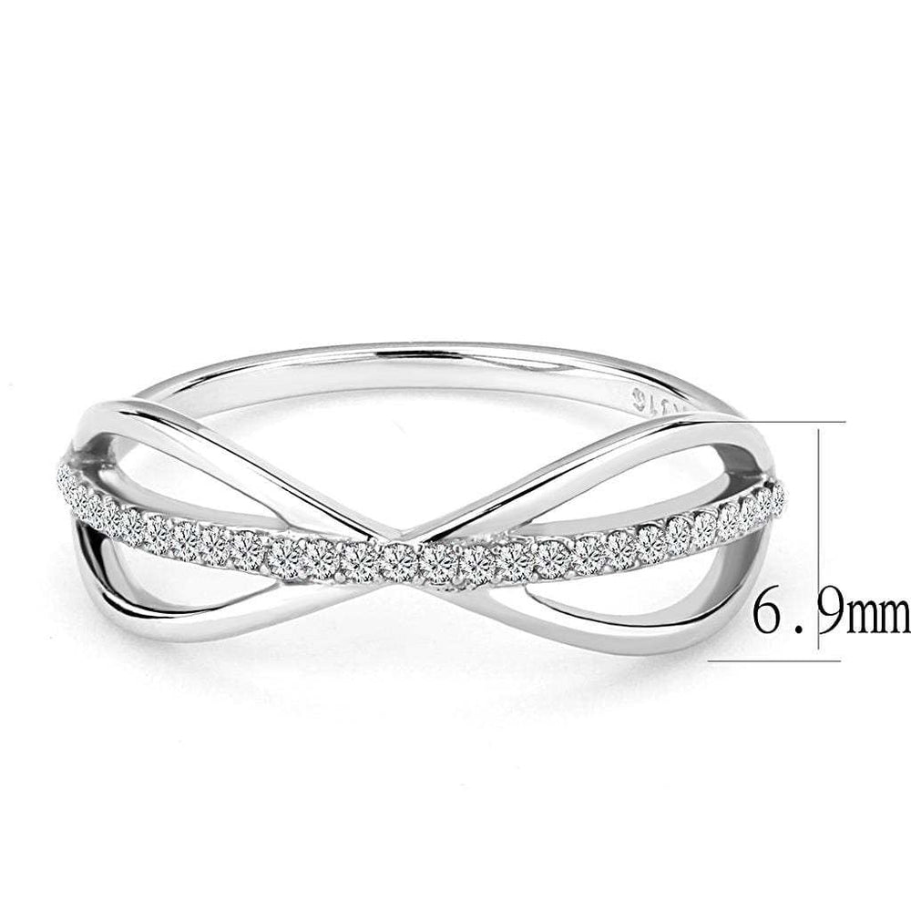 DA046 - High polished (no plating) Stainless Steel Ring with AAA Grade CZ in Clear - Alamode - Flyclothing LLC