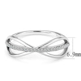 DA046 - High polished (no plating) Stainless Steel Ring with AAA Grade CZ in Clear - Alamode - Flyclothing LLC