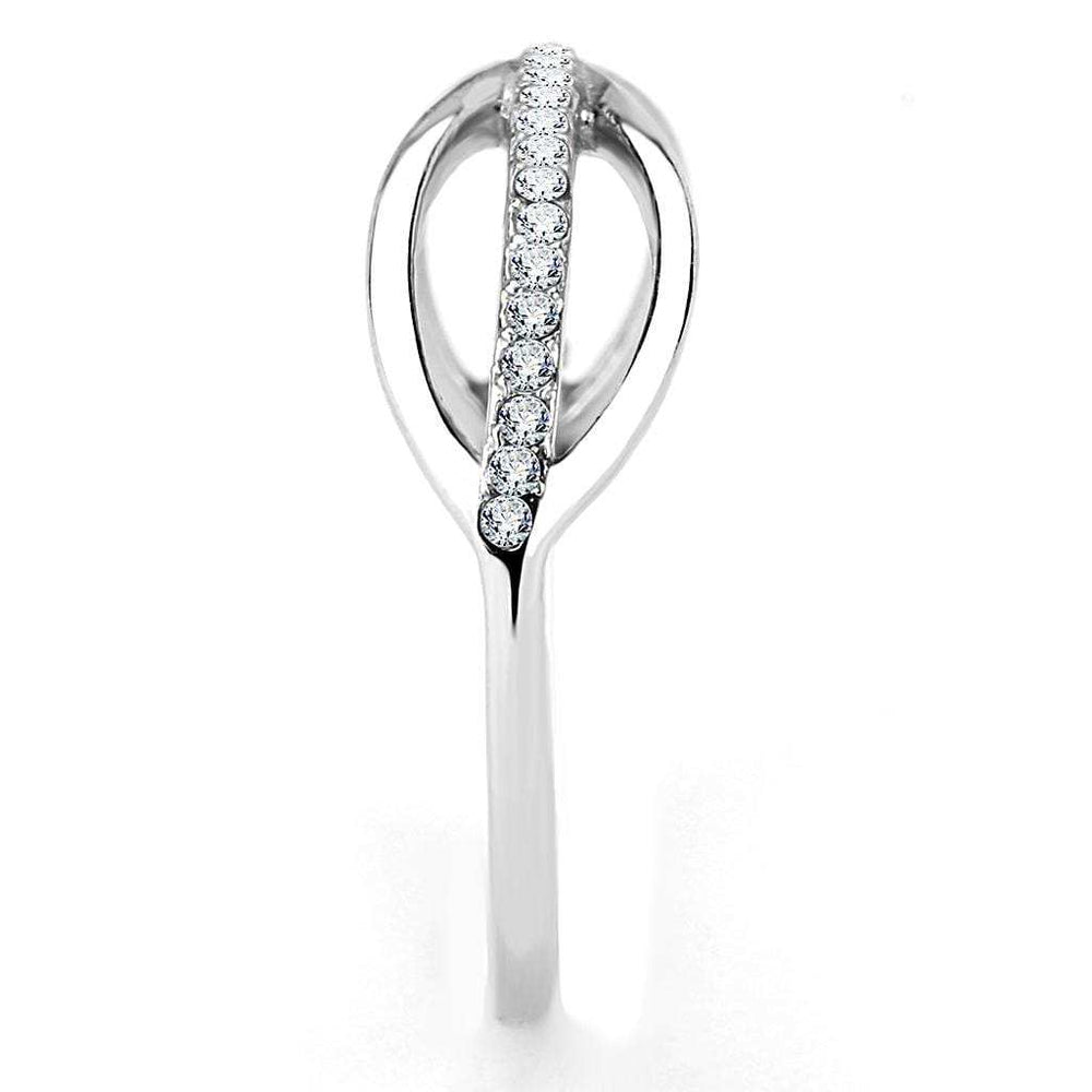 DA046 - High polished (no plating) Stainless Steel Ring with AAA Grade CZ in Clear - Alamode - Flyclothing LLC