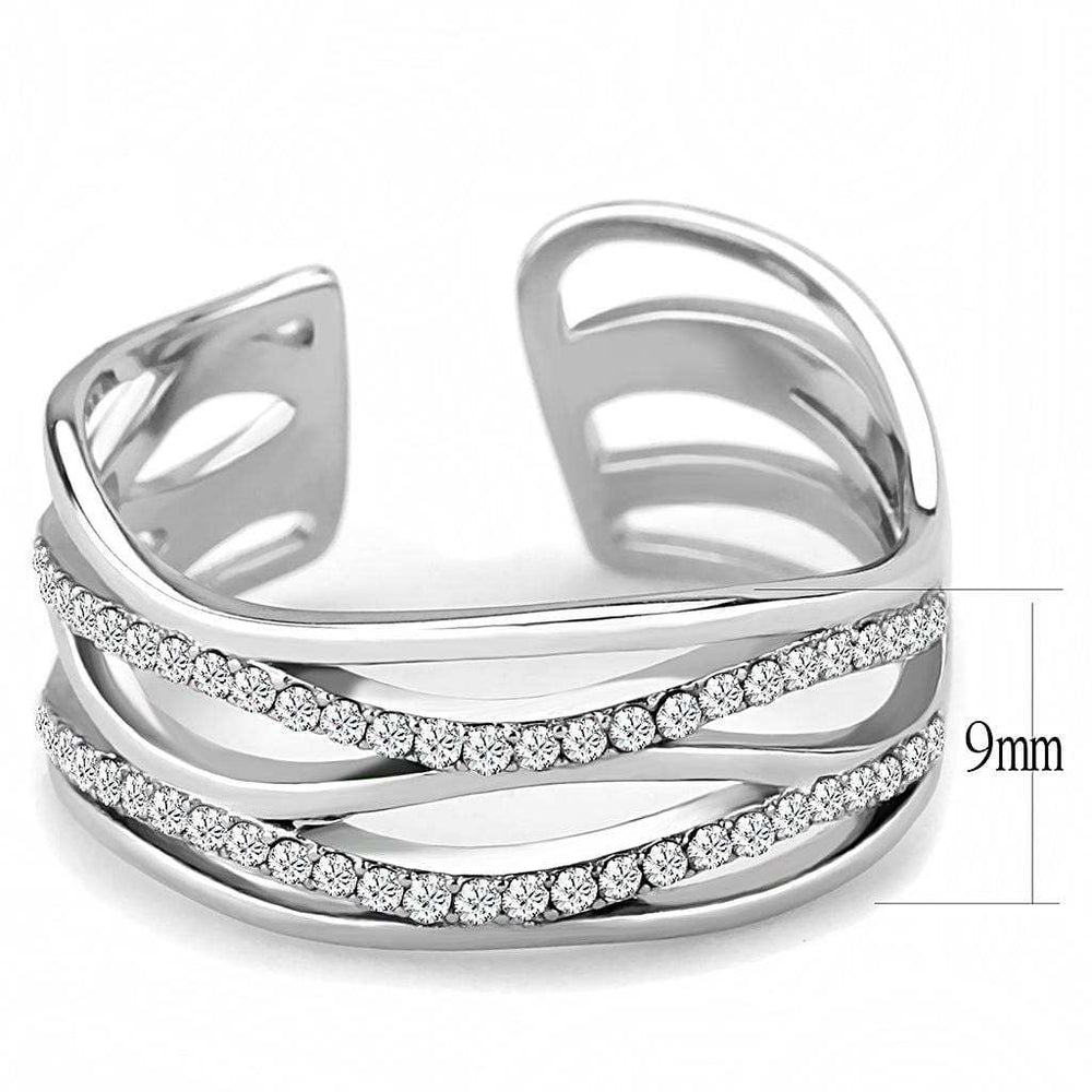 DA047 - High polished (no plating) Stainless Steel Ring with AAA Grade CZ in Clear - Alamode - Flyclothing LLC