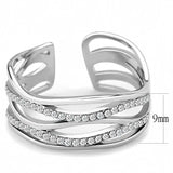 DA047 - High polished (no plating) Stainless Steel Ring with AAA Grade CZ in Clear - Alamode - Flyclothing LLC