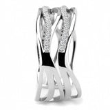 DA047 - High polished (no plating) Stainless Steel Ring with AAA Grade CZ in Clear - Alamode - Flyclothing LLC