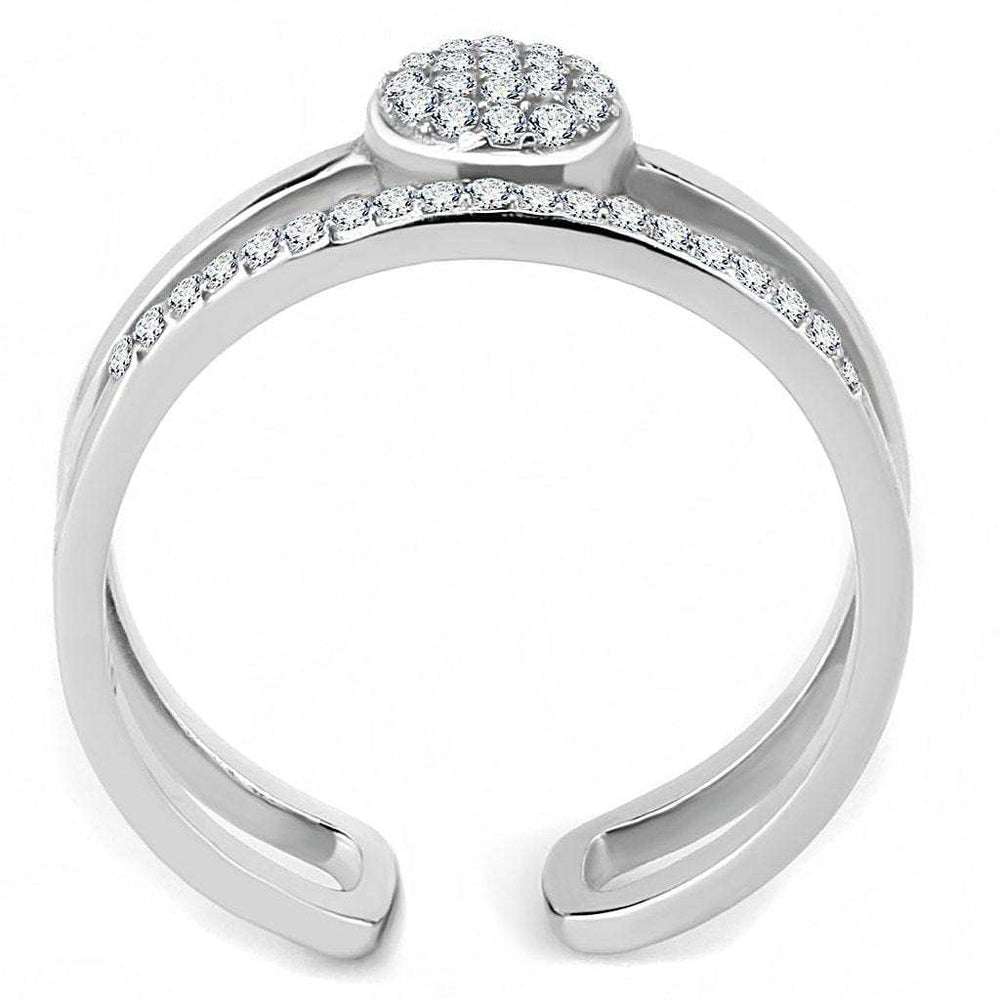 DA048 - High polished (no plating) Stainless Steel Ring with AAA Grade CZ in Clear - Alamode - Flyclothing LLC