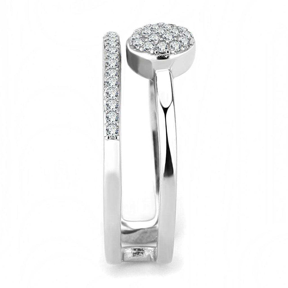 DA048 - High polished (no plating) Stainless Steel Ring with AAA Grade CZ in Clear - Alamode - Flyclothing LLC