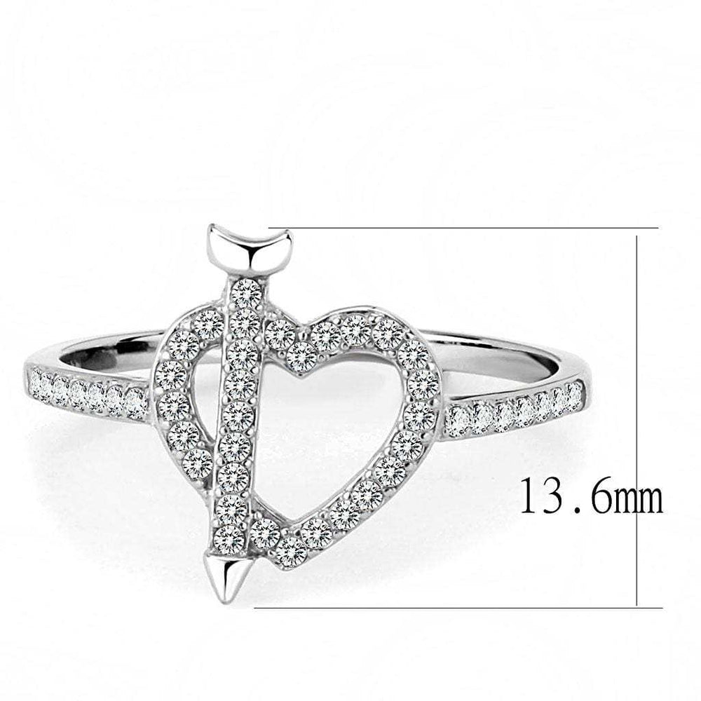 DA052 - High polished (no plating) Stainless Steel Ring with AAA Grade CZ in Clear - Alamode - Flyclothing LLC