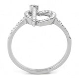 DA052 - High polished (no plating) Stainless Steel Ring with AAA Grade CZ in Clear - Alamode - Flyclothing LLC