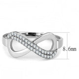 DA054 - High polished (no plating) Stainless Steel Ring with AAA Grade CZ in Clear - Alamode - Flyclothing LLC