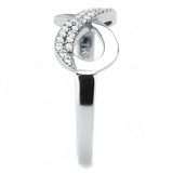 DA054 - High polished (no plating) Stainless Steel Ring with AAA Grade CZ in Clear - Alamode - Flyclothing LLC